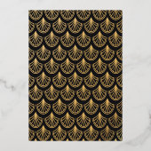 Art Deco Nouveau Wedding Gold & Black Wedding Folieneinladung (Rückseite)