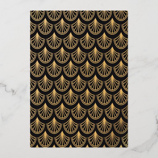 Art Deco Nouveau Wedding Gold & Black Wedding Folieneinladung (Rückseite)