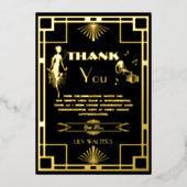 Art Deco Nouveu Gatsby Roaring 20 Vielen Dank Folieneinladung (Vorderseite)