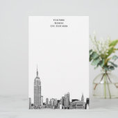 Art Deco NYC Skyline Etched 01 Stationery Briefpapier (Stehend Vorderseite)