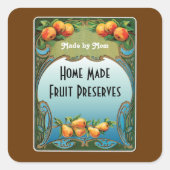 Art Deco Obstaufkleber Quadratischer Aufkleber (Vorderseite)