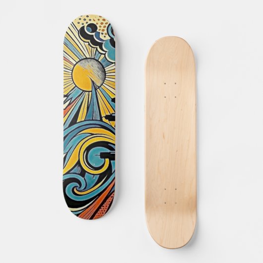 Art Deco Ocean Dreams Skateboard (Vorderseite)
