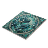 Art Deco Ocean Mermaid Aqua Blue Coral Mosaic Cool Fliese (Seite)