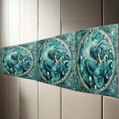 Art Deco Ocean Mermaid Aqua Blue Coral Mosaic Cool Fliese