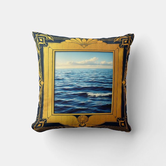 Art Deco Ocean Serenity Kissen (Vorderseite)