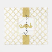 Art Deco Ocean Wave Gold Seepferd Beach House Fleecedecke (Vorderseite (Horizontal))