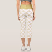 Art Deco Ocean Wave Patten Gold Glitzer Seepferd Capri Leggings (Rückseite)
