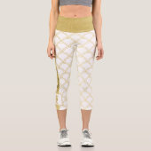 Art Deco Ocean Wave Patten Gold Glitzer Seepferd Capri Leggings (Vorderseite)