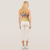 Art Deco Ocean Wave Patten Gold Glitzer Seepferd Capri Leggings (Rückseite)
