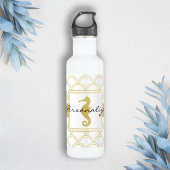 Art Deco Ocean Wave Patten Gold Glitzer Seepferd Edelstahlflasche