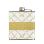 Art Deco Ocean Wave Patten Gold Glitzer Seepferd Flachmann (Rückseite)