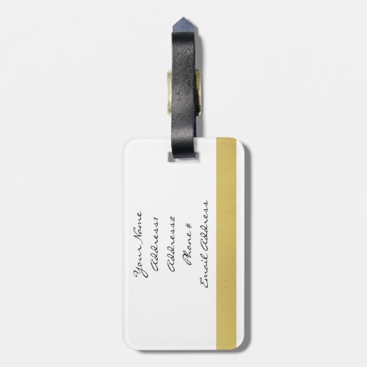 Art Deco Ocean Wave Patten Gold Glitzer Seepferd Gepäckanhänger (Rückseite vertikal)