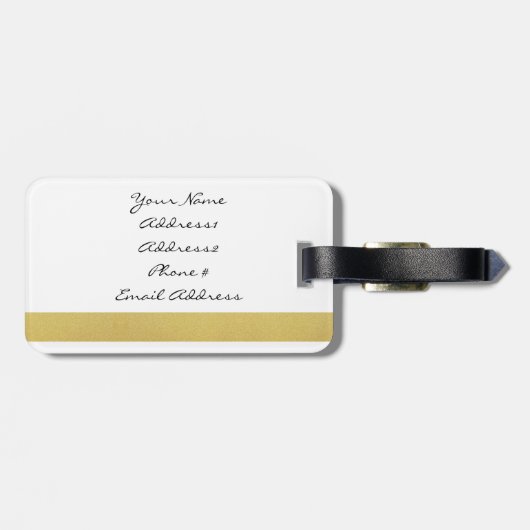 Art Deco Ocean Wave Patten Gold Glitzer Seepferd Gepäckanhänger (Rückseite horizontal)