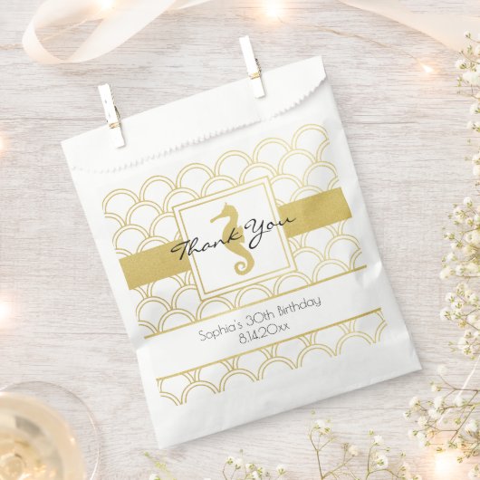 Art Deco Ocean Wave Patten Gold Glitzer Seepferd Geschenktütchen (Ausgeschnitten)
