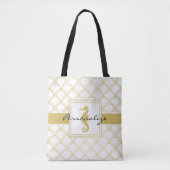 Art Deco Ocean Wave Patten Gold Glitzer Seepferd Tasche (Vorderseite)