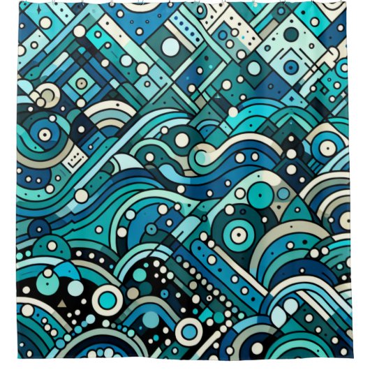 Art Deco Ocean Waves Duschvorhang (Vorderseite)
