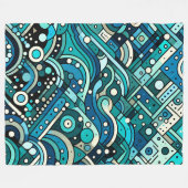 Art Deco Ocean Waves Fleecedecke (Vorderseite (Horizontal))
