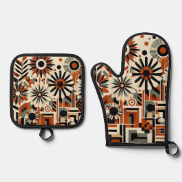 Art Deco Ofenhandschuh & Topflappen-Set