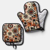 Art Deco Ofenhandschuh & Topflappen-Set (Vorderseite/Rückseite)