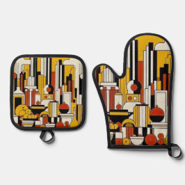 Art Deco Ofenhandschuh & Topflappen-Set