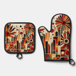 Art Deco Ofenhandschuh & Topflappen-Set