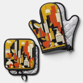 Art Deco Ofenhandschuh & Topflappen-Set (Vorderseite/Rückseite)