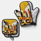 Art Deco Ofenhandschuh & Topflappen-Set (Vorderseite/Rückseite)