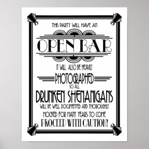 Art Deco Öffnen Bar B/G Farbänderung Poster