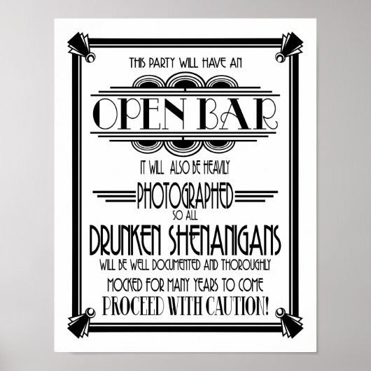 Art Deco Öffnen Bar B/G Farbänderung Poster (Vorne)