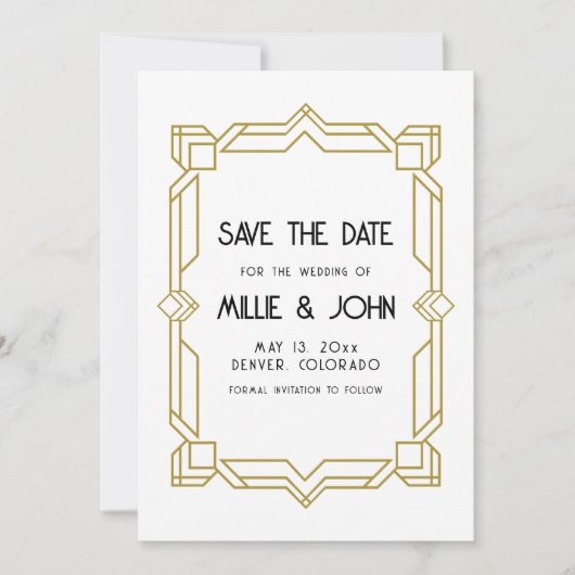 Art Deco, Old Hollywood, 1920er Save the Date Einladung (Vorderseite)
