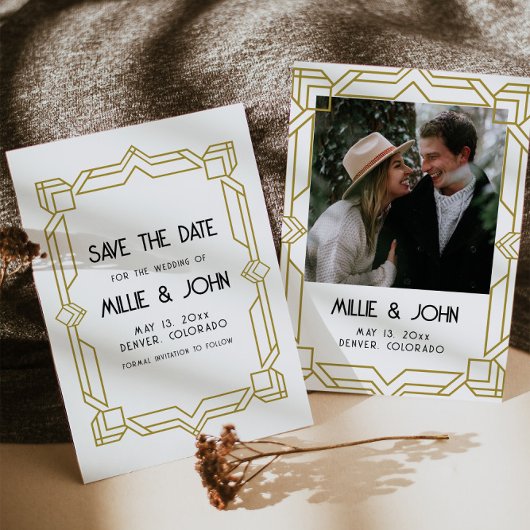 Art Deco, Old Hollywood, 1920er Save the Date Einladung