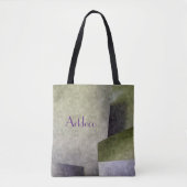 Art Deco Olivenweg Grün und Lila Abstrakt Tasche (Vorderseite)