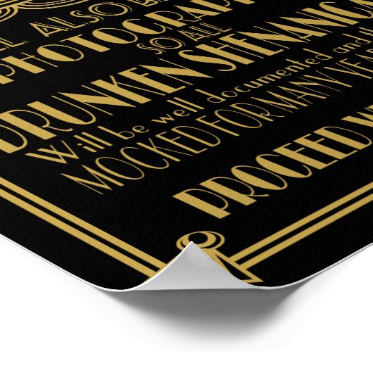 ART Deco Open Bar sign für Gatsby Party der 20er J Poster (Ecke)