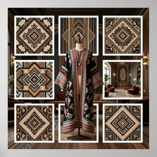 Art Deco Opulence Geometric Patterns V HER_XHU_001 Poster (Vorne)