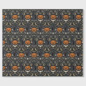 Art Deco Orange Geschnitzte Kürbisse Geschenkpapier (Flach)