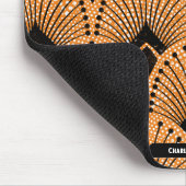 Art Deco Orange Schwarz-weiß Retro Pfauenmuster Mousepad (Ecke)