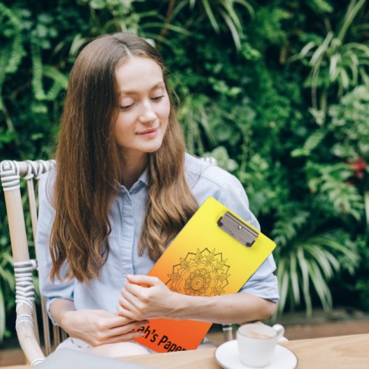 Art Deco Orange Yellow Mandala Klemmbrett