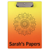 Art Deco Orange Yellow Mandala Klemmbrett (Vorderseite)