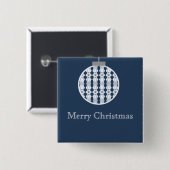 Art Deco Ornament Holday Button, Dunkelblau Button (Vorne & Hinten)