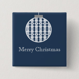 Art Deco Ornament Holday Button, Dunkelblau Button