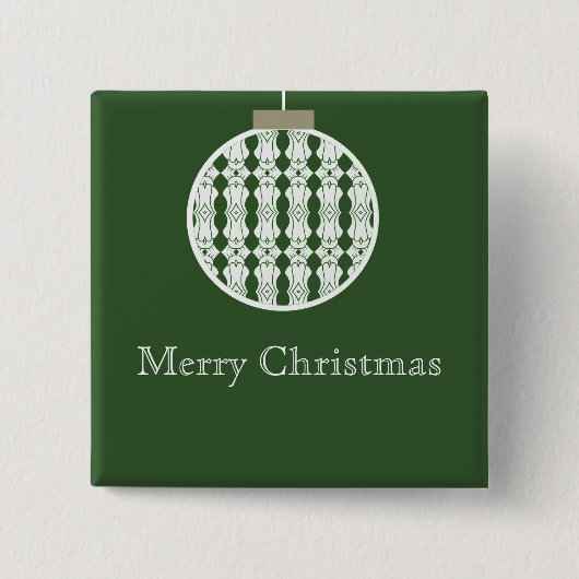 Art Deco Ornament Holday Button, Holly Green Button (Vorderseite)