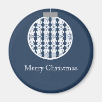 Art Deco Ornament Holiday Magnet, Dunkelblau