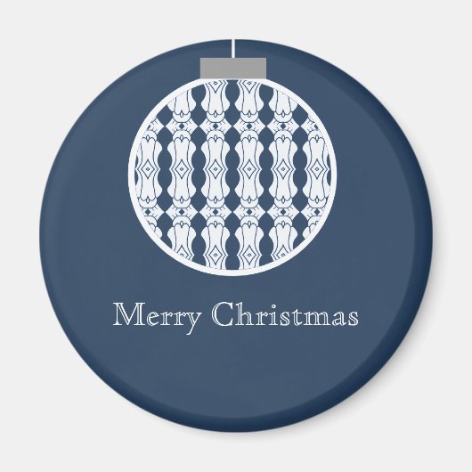 Art Deco Ornament Holiday Magnet, Dunkelblau Magnet (Vorne)