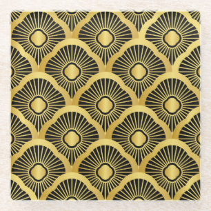 Art Deco Ornament: Nahtloses Vintages Muster Glasuntersetzer