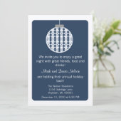 Art Deco Ornament Weihnachten Party | Blau Einladung (Stehend Vorderseite)