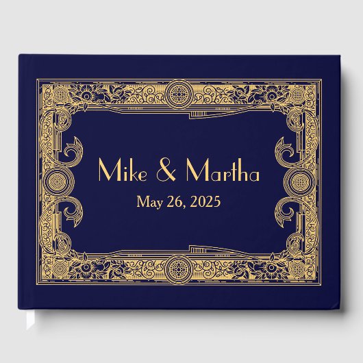 Art Deco Ornamental Gold Frame Gästebuch (Vorderseite)