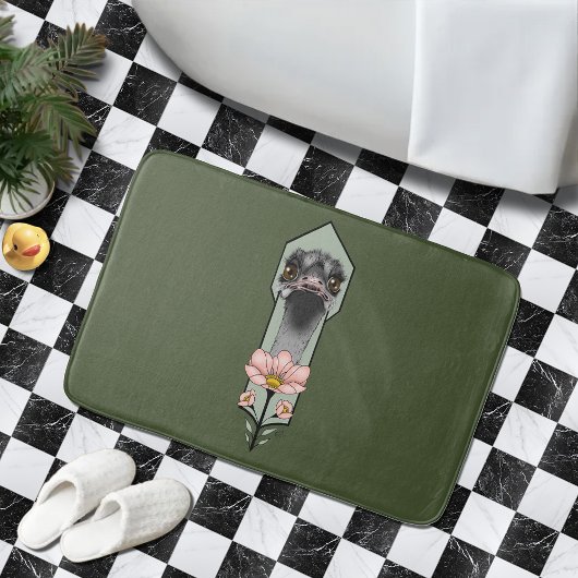 Art Deco Ostrich Blume Green Badematte