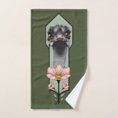 Art Deco Ostrich Blume Green Badhandtuch Set (Handtuch)