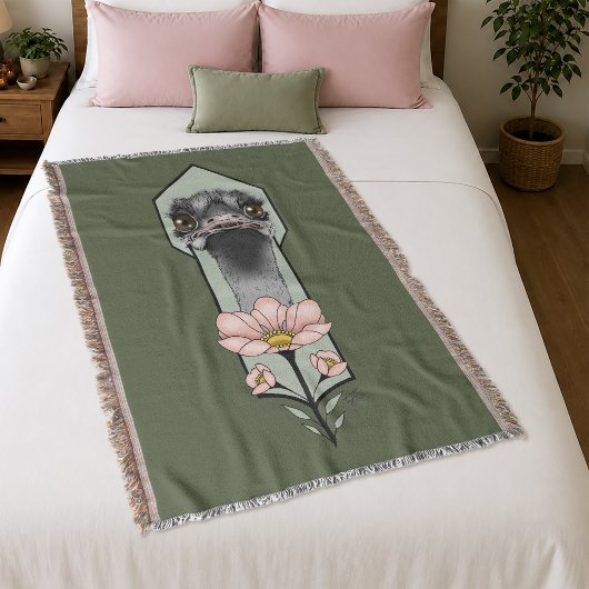 Art Deco Ostrich Blume Green Decke