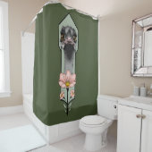 Art Deco Ostrich Blume Green Duschvorhang (Beispiel)